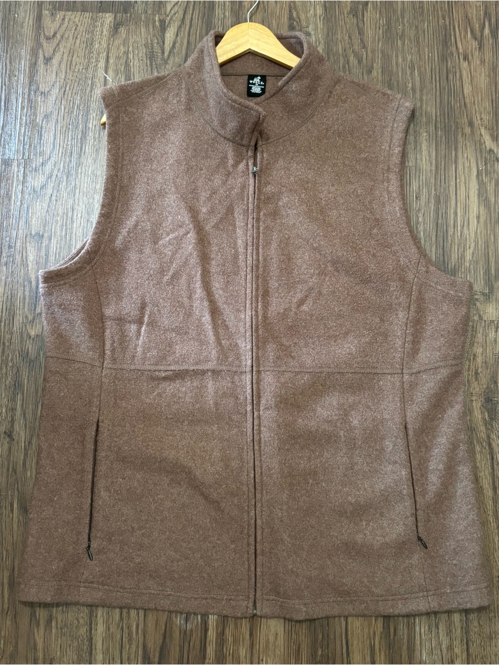 WoolX Merino Wool Full Zip Vest Chocolate Brown 1X Zip Front Pockets - Picture 5 of 6